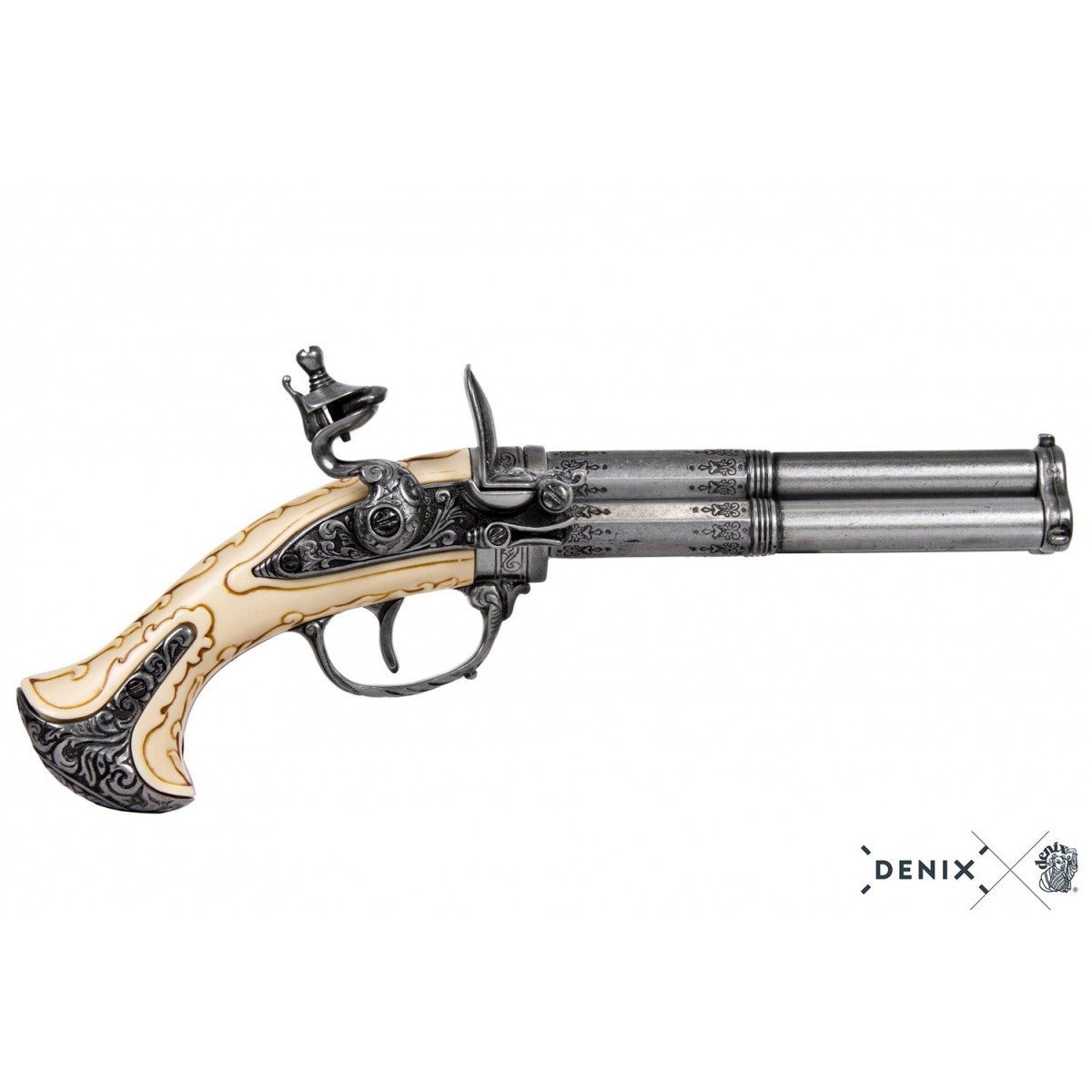 Pistola A Pietra Focaia A 3 Canne Girevoli  1309