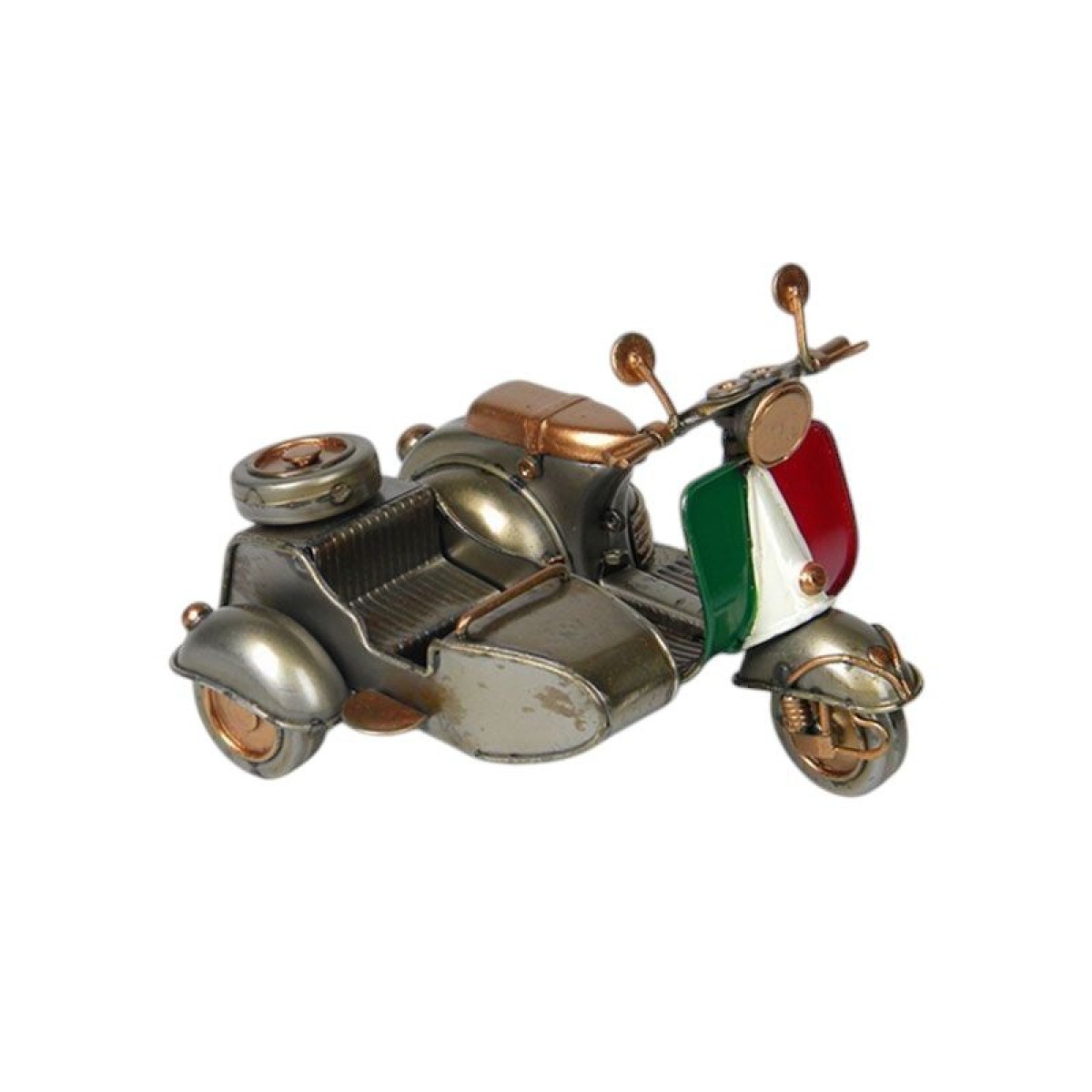 Modellino Vintage vespa Italia con side car argento 12 cm