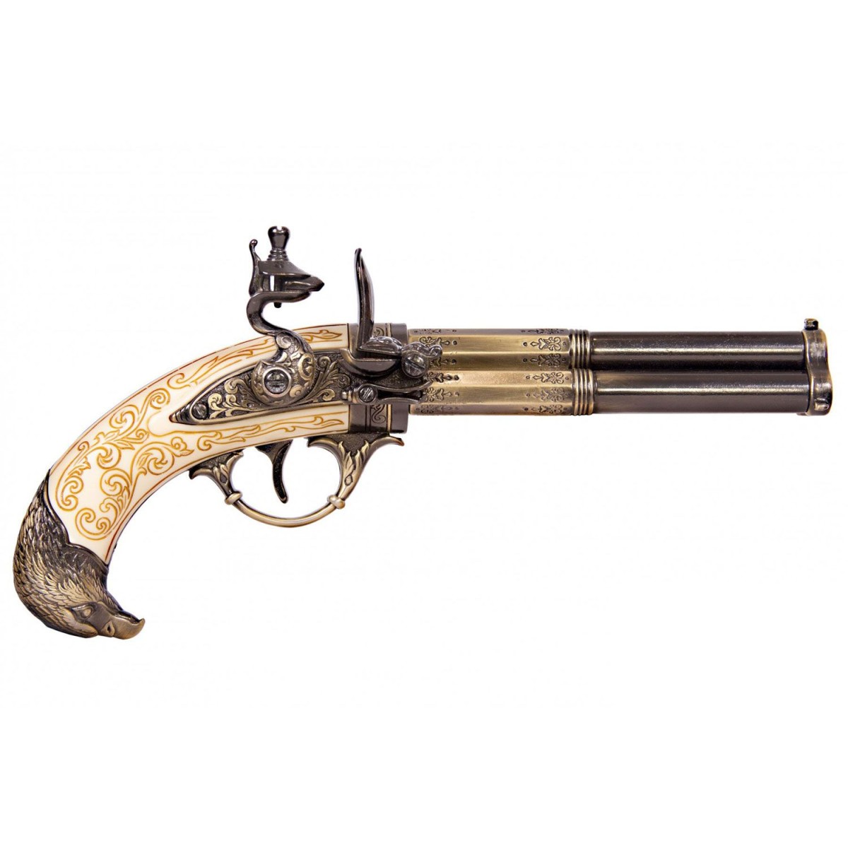 Pistola A Pietra Focaia A 3 Canne Girevoli