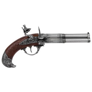 Pistola A Pietra Focaia A 3 Canne Girevoli
